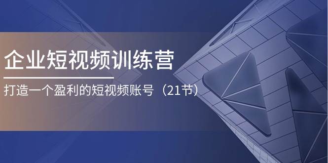 企业短视频训练营：打造一个盈利的短视频账号（21节）-风口项目网_项目资源_网络赚钱副业分享_创业项目_兼职副业_中创网_抖音教程