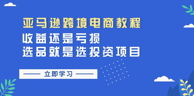 亚马逊跨境电商教程：收益还是亏损！选品就是选投资项目-风口项目网_项目资源_网络赚钱副业分享_创业项目_兼职副业_中创网_抖音教程