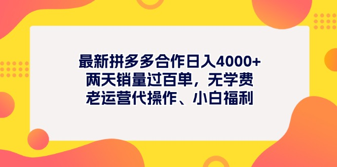 最新拼多多项目日入4000+两天销量过百单，无学费、老运营代操作、小白福利-蓝海项目网_项目资源_网络赚钱副业分享_创业项目_兼职副业_中创网_抖音教程