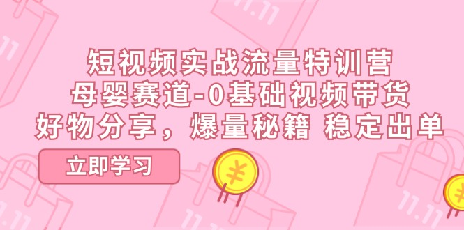 短视频实战流量特训营，母婴赛道-0基础带货，好物分享，爆量秘籍 稳定出单-风口项目网_项目资源_网络赚钱副业分享_创业项目_兼职副业_中创网_抖音教程