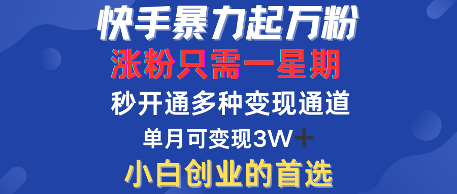 快手暴力起万粉，涨粉只需一星期！多种变现模式-蓝海项目网_项目资源_网络赚钱副业分享_创业项目_兼职副业_中创网_抖音教程