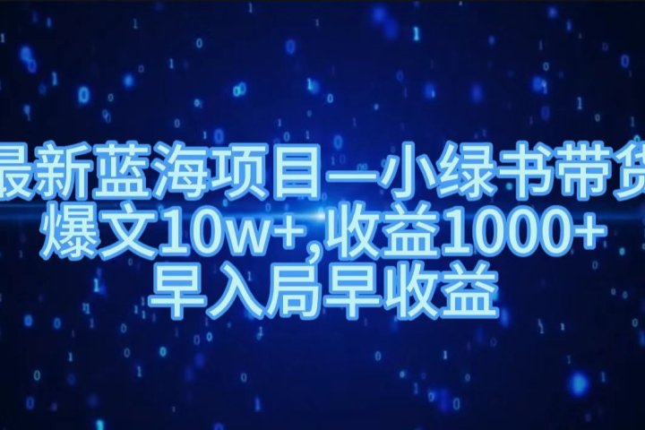 最新蓝海项目小绿书带货，爆文10w＋，收益1000＋，早入局早获益！！-风口项目网_项目资源_网络赚钱副业分享_创业项目_兼职副业_中创网_抖音教程