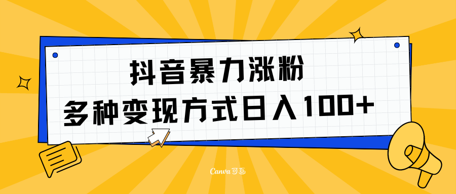 抖音暴力涨粉：多方式变现 日入100+-风口项目网_项目资源_网络赚钱副业分享_创业项目_兼职副业_中创网_抖音教程