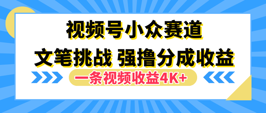 视频号小众赛道，文笔挑战，一条视频收益4K+-风口项目网_项目资源_网络赚钱副业分享_创业项目_兼职副业_中创网_抖音教程