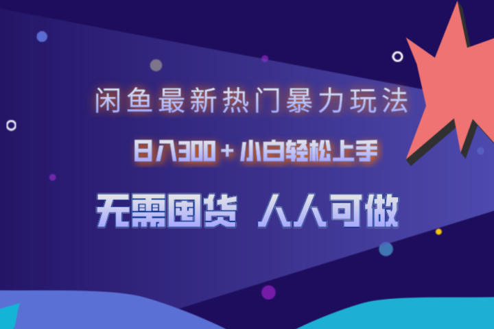 闲鱼最新热门暴力玩法，日入300＋小白轻松上手-风口项目网_项目资源_网络赚钱副业分享_创业项目_兼职副业_中创网_抖音教程