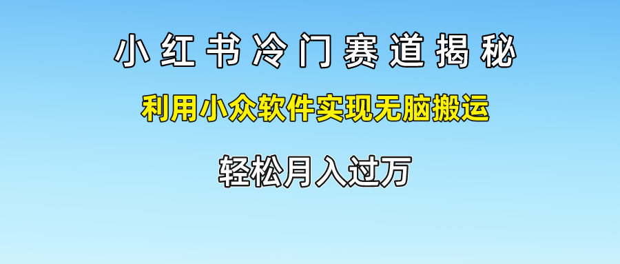 小红书冷门赛道揭秘,轻松月入过万，利用小众软件实现无脑搬运，-风口项目网_项目资源_网络赚钱副业分享_创业项目_兼职副业_中创网_抖音教程