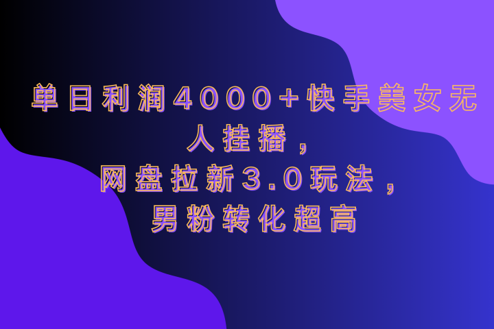 网盘拉新3.0玩法，男粉转化超高，单日利润4000+快手美女无人挂播-风口项目网_项目资源_网络赚钱副业分享_创业项目_兼职副业_中创网_抖音教程