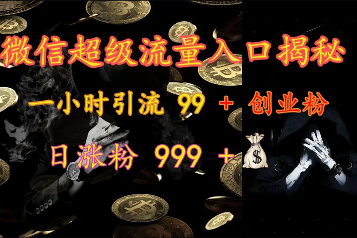 微信超级流量入口揭秘：一小时引流 99 + 创业粉，日涨粉 999 +【揭秘】-风口项目网_项目资源_网络赚钱副业分享_创业项目_兼职副业_中创网_抖音教程