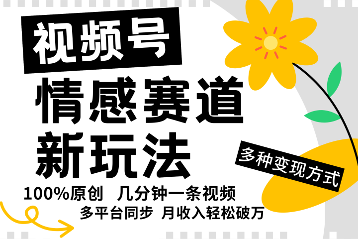 视频号情感赛道全新玩法，日入500+，5分钟一条原创视频，操作简单易上手，-风口项目网_项目资源_网络赚钱副业分享_创业项目_兼职副业_中创网_抖音教程