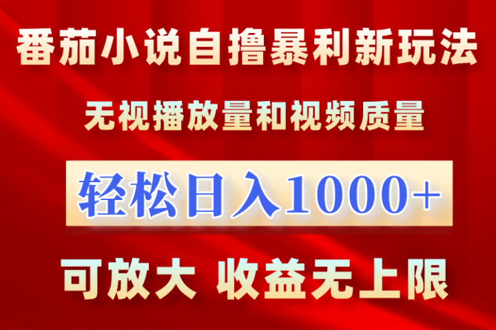 最新番茄小说自撸暴利新玩法！无视播放量，轻松日入1000+，可放大，收益无上限！-风口项目网_项目资源_网络赚钱副业分享_创业项目_兼职副业_中创网_抖音教程