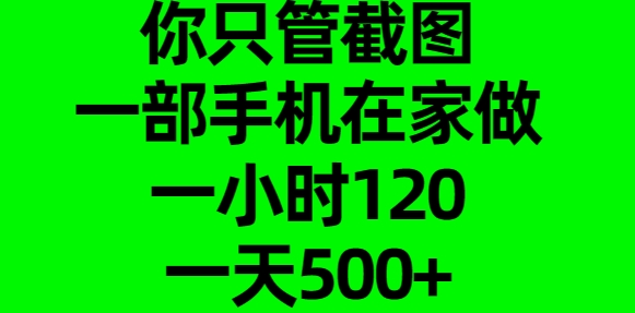 你只管截图，一部手机在家做，一小时120，一天500+-风口项目网_项目资源_网络赚钱副业分享_创业项目_兼职副业_中创网_抖音教程