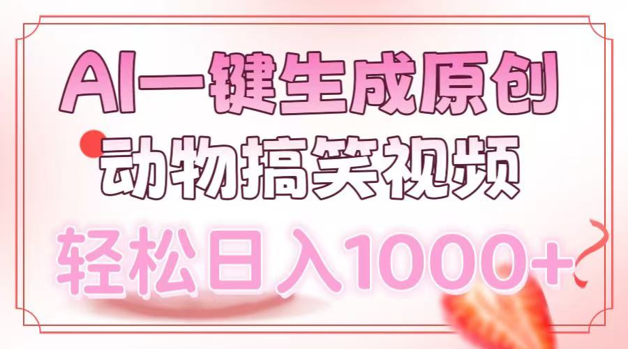 AI一键生成原创动物搞笑视频，轻松日入1000+-风口项目网_项目资源_网络赚钱副业分享_创业项目_兼职副业_中创网_抖音教程