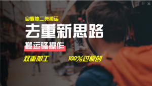 去重新思路，详细教你自媒体视频二剪搬运技术，自己加工双重去重100%过原创-风口项目网_项目资源_网络赚钱副业分享_创业项目_兼职副业_中创网_抖音教程