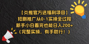 【炎推官方送福利项目】短剧推广从0-1实操全过程，新手小白看完也能日入200+-风口项目网_项目资源_网络赚钱副业分享_创业项目_兼职副业_中创网_抖音教程