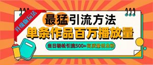 2024年最猛引流方法单条作品百万播放量 当日轻松引流500+高质量创业粉-风口项目网_项目资源_网络赚钱副业分享_创业项目_兼职副业_中创网_抖音教程