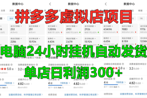 拼多多虚拟店项目,电脑挂机自动发货,单店日利润300+,可放大操作-风口项目网_项目资源_网络赚钱副业分享_创业项目_兼职副业_中创网_抖音教程