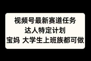 视频号最新赛道任务，达人特定计划，宝妈、大学生、上班族皆可做-风口项目网_项目资源_网络赚钱副业分享_创业项目_兼职副业_中创网_抖音教程