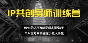 IP共创导师训练营 99%的人不知道的生财野路子 只掌握在少数人手里-风口项目网_项目资源_网络赚钱副业分享_创业项目_兼职副业_中创网_抖音教程