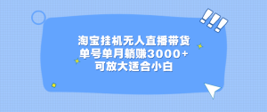 淘宝挂机无人直播带货，单号单月躺赚3000+，可放大适合小白-风口项目网_项目资源_网络赚钱副业分享_创业项目_兼职副业_中创网_抖音教程
