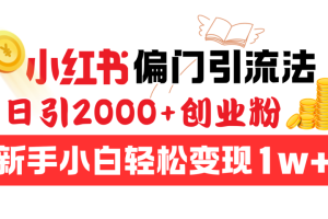 小红书偏门引流法，日引2000+创业粉，新手小白轻松变现1w+-风口项目网_项目资源_网络赚钱副业分享_创业项目_兼职副业_中创网_抖音教程