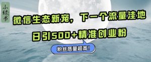 微信生态新宠小绿书:下一个流量洼地,粉丝质量超高,日引500+精准创业粉,-风口项目网_项目资源_网络赚钱副业分享_创业项目_兼职副业_中创网_抖音教程