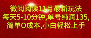 微信阅读11月最新玩法，每天5-10分钟，单号纯利润135，简单0成本，小白轻松上手-风口项目网_项目资源_网络赚钱副业分享_创业项目_兼职副业_中创网_抖音教程
