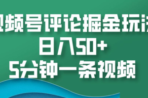 视频号评论掘金玩法，日入50+，5分钟一条视频-风口项目网_项目资源_网络赚钱副业分享_创业项目_兼职副业_中创网_抖音教程