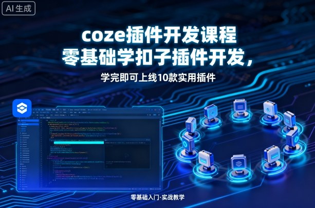 coze插件开发课程，零基础学扣子插件开发，学完即可上线10款实用插件-风口项目网_项目资源_网络赚钱副业分享_创业项目_兼职副业_中创网_抖音教程
