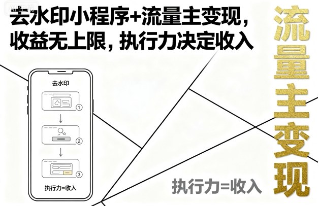 去水印小程序+流量主变现，收益无上限，执行力决定收入-风口项目网_项目资源_网络赚钱副业分享_创业项目_兼职副业_中创网_抖音教程