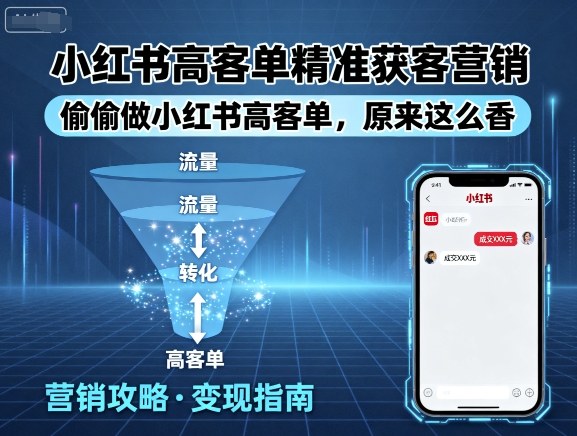 小红书高客单精准获客营销，偷偷做小红书高客单，原来这么香-风口项目网_项目资源_网络赚钱副业分享_创业项目_兼职副业_中创网_抖音教程