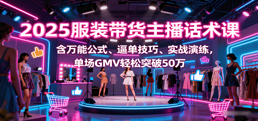 2025服装带货主播话术课，含万能公式、逼单技巧、实战演练，单场GMV轻松突破50万-风口项目网_项目资源_网络赚钱副业分享_创业项目_兼职副业_中创网_抖音教程