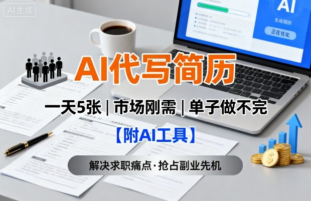 AI代写简历，一天5张，今年找工作难，市场刚需，单子做不完【附AI工具】-风口项目网_项目资源_网络赚钱副业分享_创业项目_兼职副业_中创网_抖音教程