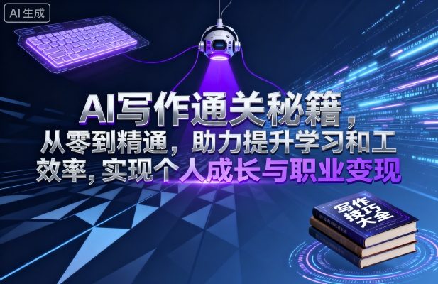AI写作通关秘籍，从零到精通，助力提升学习和工作效率，实现个人成长与职业变现-风口项目网_项目资源_网络赚钱副业分享_创业项目_兼职副业_中创网_抖音教程
