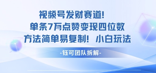 视频号发财赛道单条7W点赞变现四位数方法简单易复制小白玩法-风口项目网_项目资源_网络赚钱副业分享_创业项目_兼职副业_中创网_抖音教程