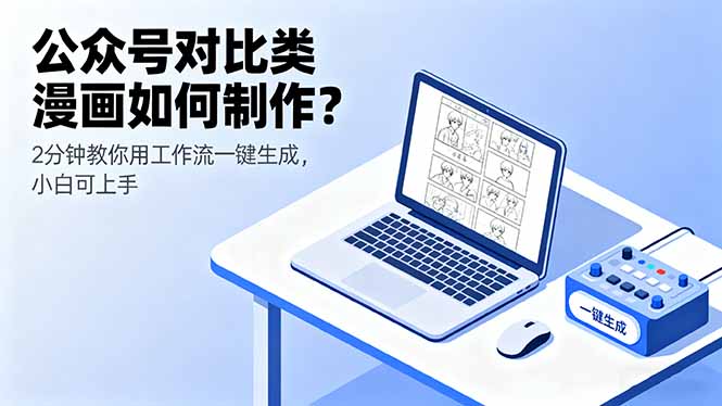 公众号对比类漫画如何制作？2分钟教你用工作流一键生成，小白可上手-风口项目网_项目资源_网络赚钱副业分享_创业项目_兼职副业_中创网_抖音教程