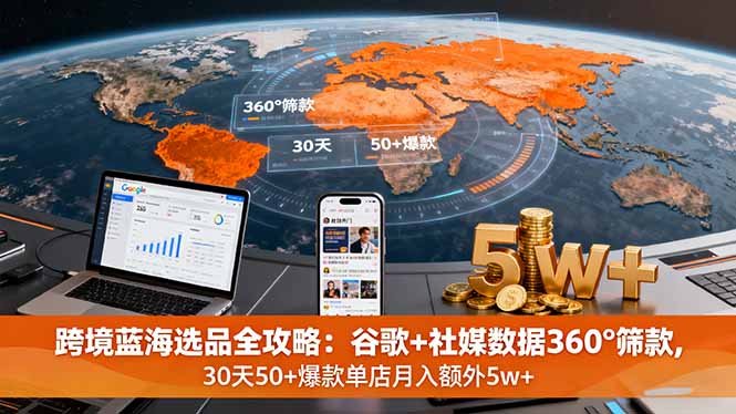 跨境蓝海选品全攻略：谷歌+社媒数据360°筛款,30天50+爆款单店月入额外5w+-风口项目网_项目资源_网络赚钱副业分享_创业项目_兼职副业_中创网_抖音教程
