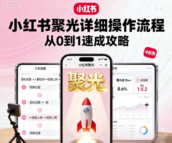 小红书聚光详细操作流程，小红书聚光从0到1速成攻略-风口项目网_项目资源_网络赚钱副业分享_创业项目_兼职副业_中创网_抖音教程
