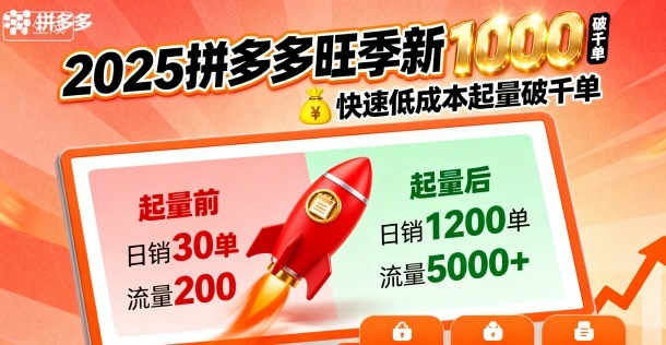 2025拼多多旺季新老店铺——快速低成本起量破千单-风口项目网_项目资源_网络赚钱副业分享_创业项目_兼职副业_中创网_抖音教程