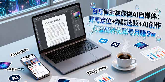 百万博主教你做AI自媒体：账号定位+爆款选题+AI创作 打造高转化账号月赚5w-风口项目网_项目资源_网络赚钱副业分享_创业项目_兼职副业_中创网_抖音教程