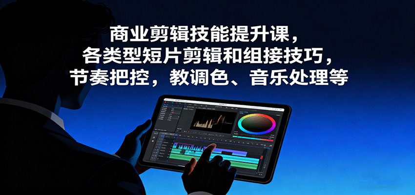 商业剪辑技能提升课，各类型短片剪辑和组接技巧，节奏把控，教调色、音乐处理等-风口项目网_项目资源_网络赚钱副业分享_创业项目_兼职副业_中创网_抖音教程