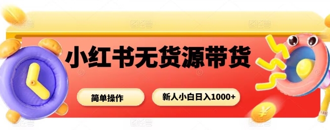 小红书无货源带货项目，简单无脑，新人小白日入多张-风口项目网_项目资源_网络赚钱副业分享_创业项目_兼职副业_中创网_抖音教程