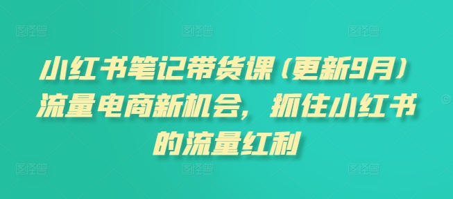 小红书笔记带货课(更新25年9月)流量电商新机会，抓住小红书的流量红利-风口项目网_项目资源_网络赚钱副业分享_创业项目_兼职副业_中创网_抖音教程