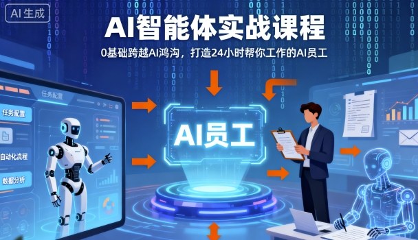 Ai智能体实战课程，0基础跨越Ai鸿沟，打造24小时帮你工作的Ai员工，打破常规，以实战定义Ai-风口项目网_项目资源_网络赚钱副业分享_创业项目_兼职副业_中创网_抖音教程