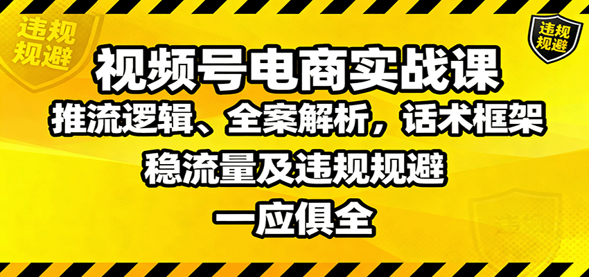 视频号电商实战课：推流逻辑、全案解析，话术框架，稳流量及违规规避等-风口项目网_项目资源_网络赚钱副业分享_创业项目_兼职副业_中创网_抖音教程