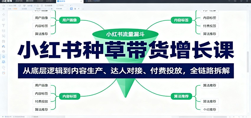小红书种草带货增长课：从底层逻辑到内容生产、达人对接、付费投放，全链路拆解-风口项目网_项目资源_网络赚钱副业分享_创业项目_兼职副业_中创网_抖音教程