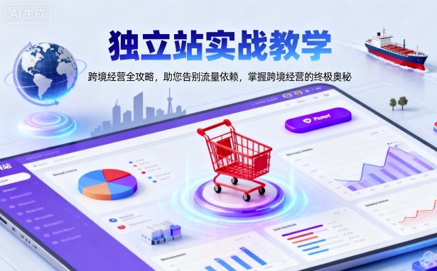 独立站实战教学，跨境经营全攻略，助您告别流量依赖，掌握跨境经营的终极奥-风口项目网_项目资源_网络赚钱副业分享_创业项目_兼职副业_中创网_抖音教程