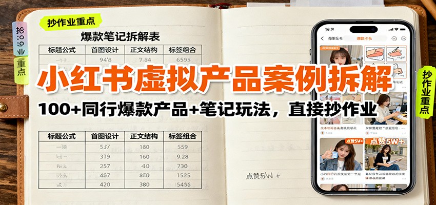 小红书虚拟产品案例拆解：100+同行爆款产品+笔记玩法，直接抄作业-风口项目网_项目资源_网络赚钱副业分享_创业项目_兼职副业_中创网_抖音教程