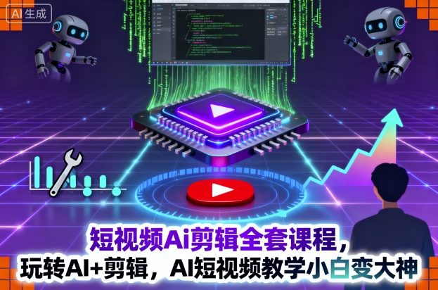 短视频Ai剪辑全套课程，玩转AI+剪辑，AI短视频教学小白变大神-风口项目网_项目资源_网络赚钱副业分享_创业项目_兼职副业_中创网_抖音教程