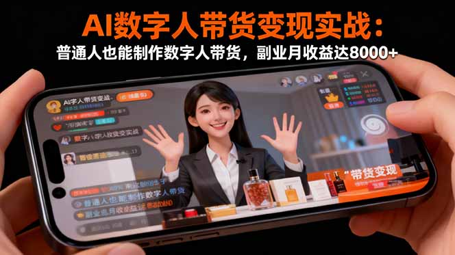 AI数字人带货变现实战：普通人也能制作数字人带货，副业月收益达8000+-风口项目网_项目资源_网络赚钱副业分享_创业项目_兼职副业_中创网_抖音教程