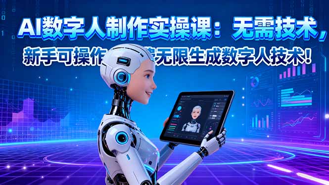 AI数字人制作实操课：无需技术，新手可操作，免费无限生成数字人技术！-风口项目网_项目资源_网络赚钱副业分享_创业项目_兼职副业_中创网_抖音教程